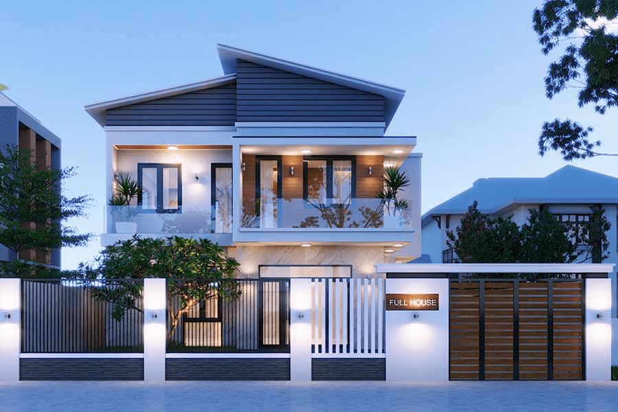 Mẫu nhà 2 tầng đẹp giá 700 triệu mái bằng độc đáo, sang trọng