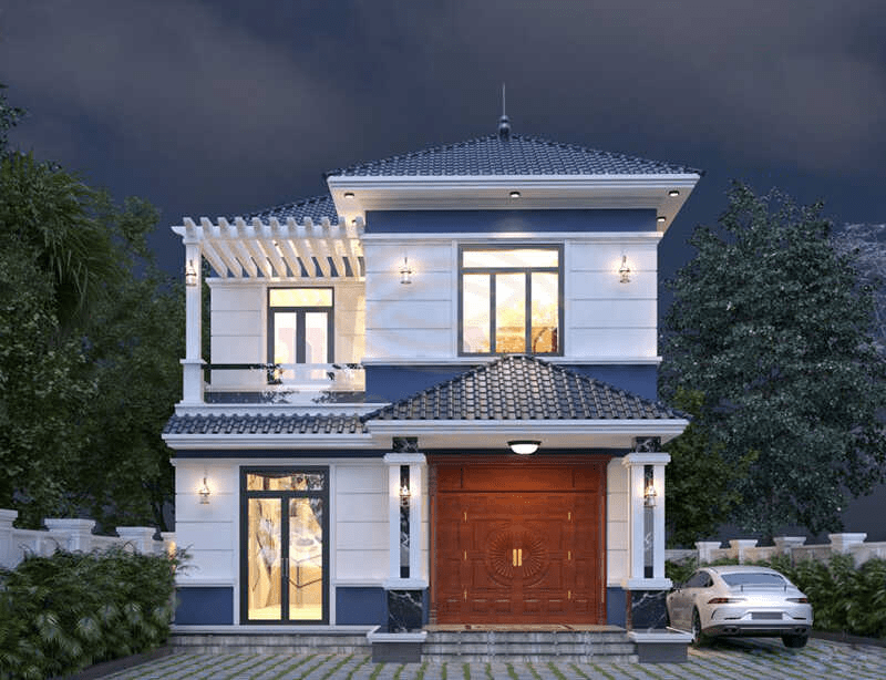 Nhà 2 tầng đẹp ở nông thôn được xây dựng với chi phí hợp lý