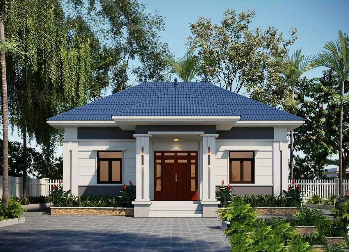 Mẫu nhà 2 mái Nhật 2 tầng ở nông thôn