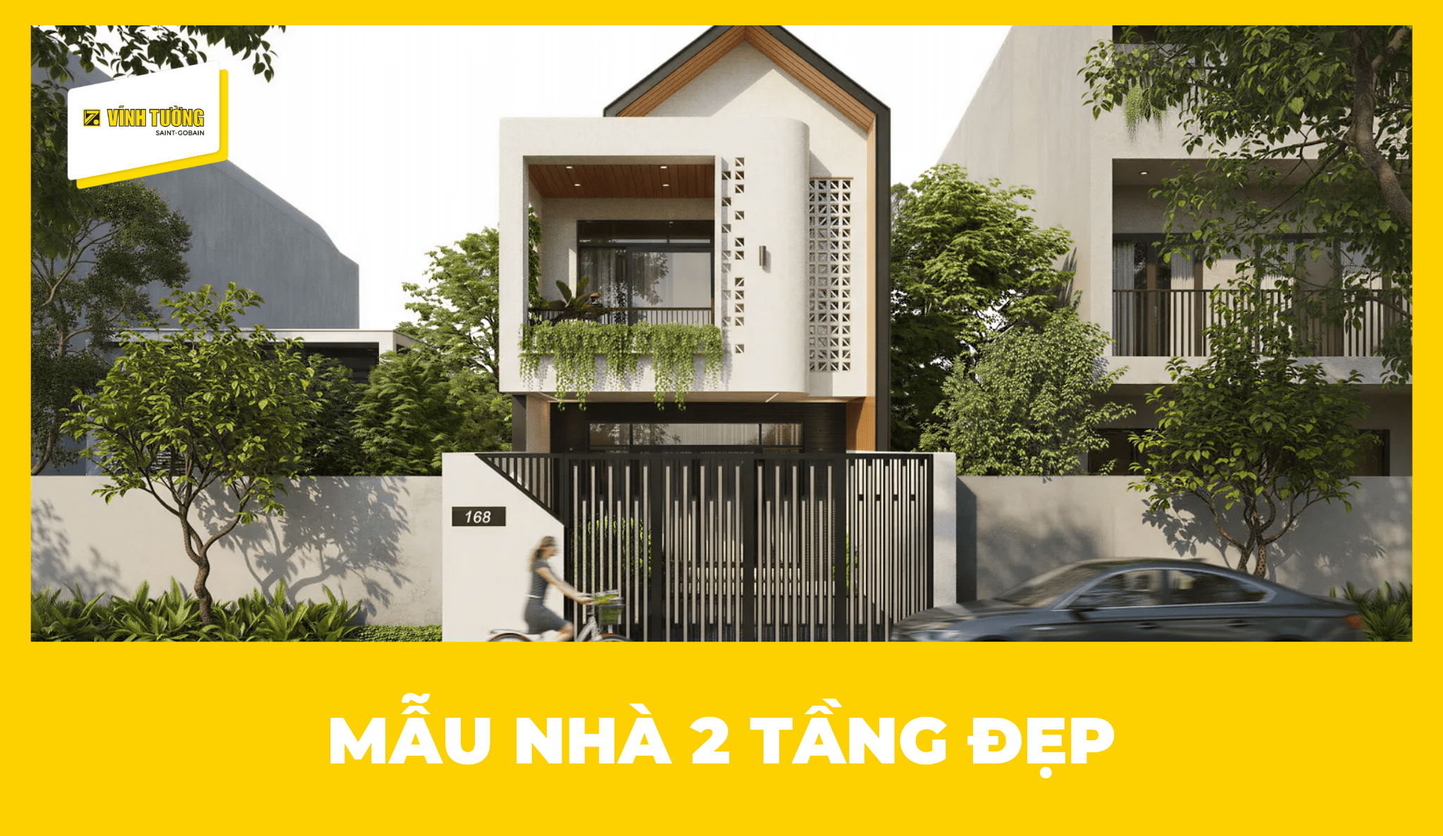 Mẫu nhà 2 tầng đẹp, thiết kế hiện đại, xu hướng