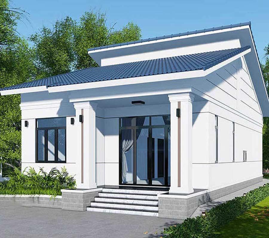 Mẫu nhà cấp 4 3 phòng ngủ mái tôn theo hướng tiết kiệm chi phí