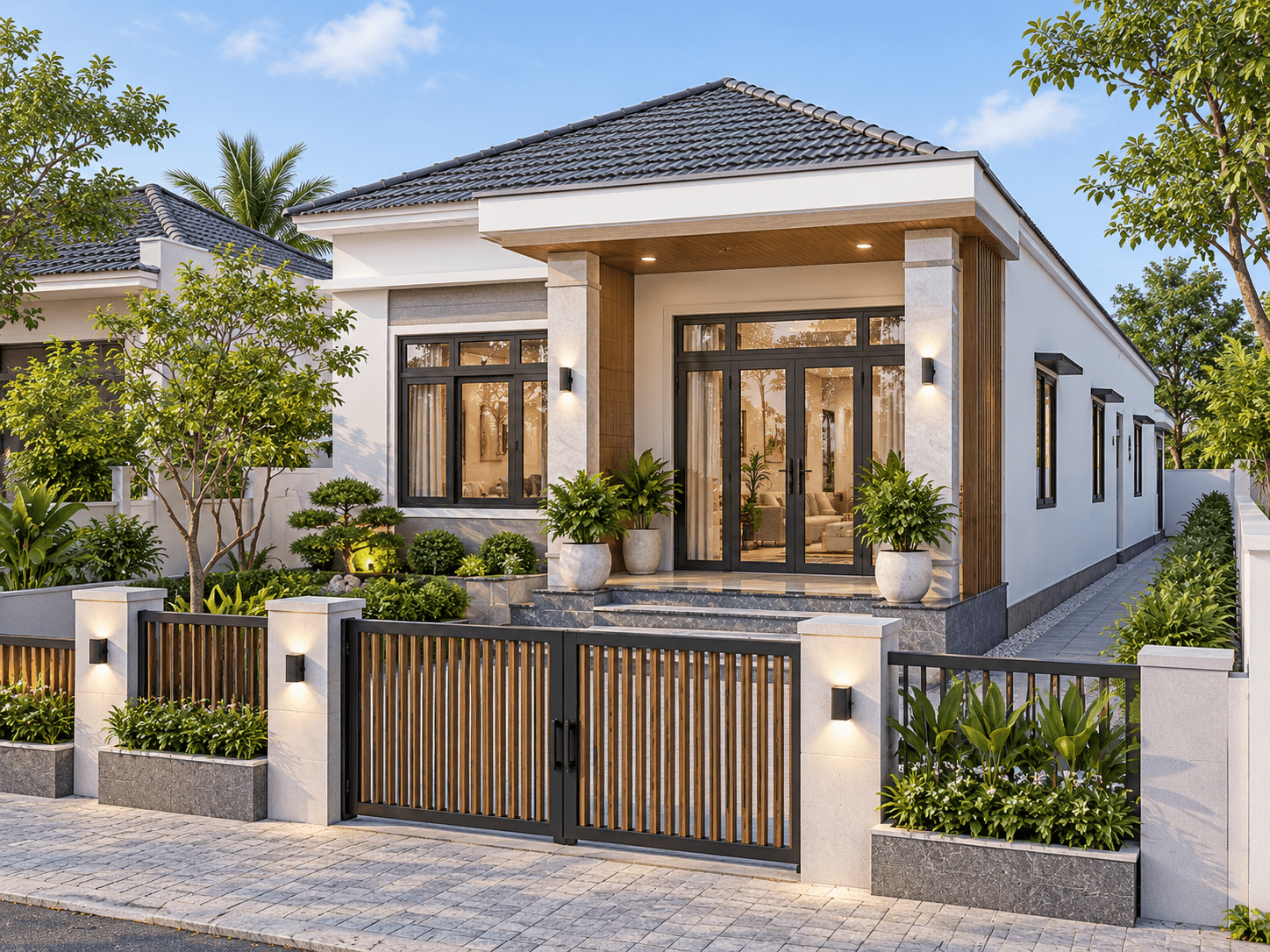 Mẫu nhà cấp 4 5x20m 3 phòng ngủ 5x20 đẹp, hiện đại