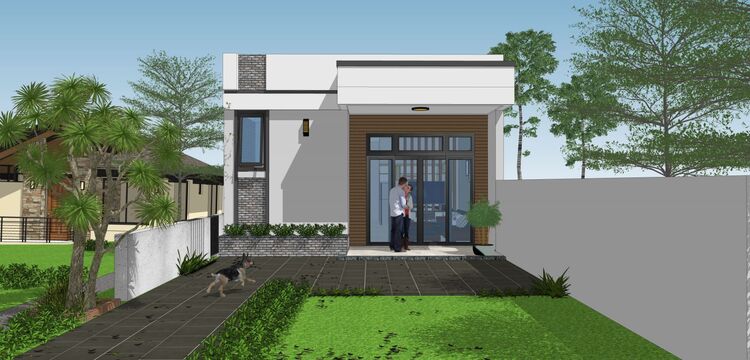 Mẫu nhà cấp 4 5x20 đẹp có 2 phòng ngủ