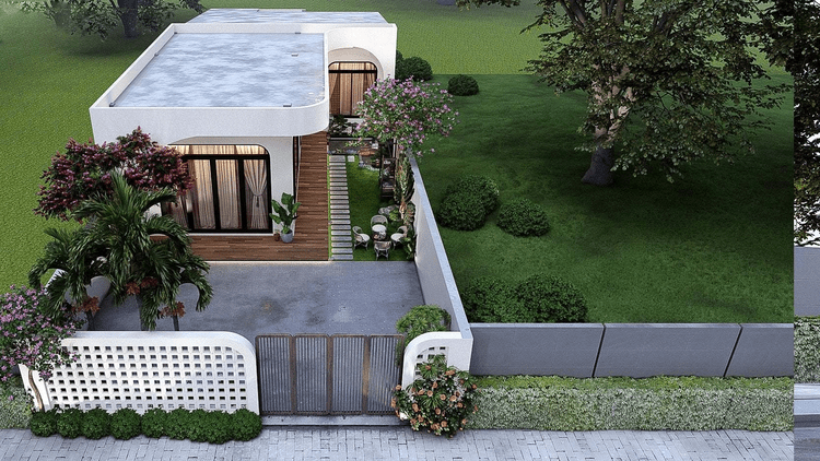 nhà cấp 4 đẹp 5x20 chữ L