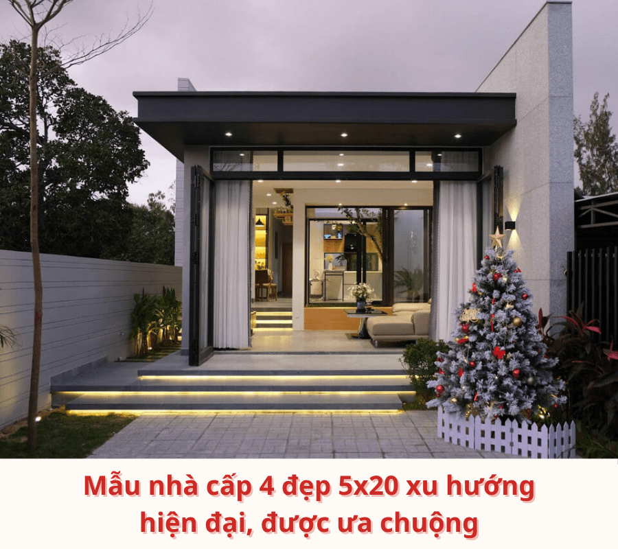 Mẫu nhà cấp 4 đẹp 5x20 hiện đại, được ưa chuộng