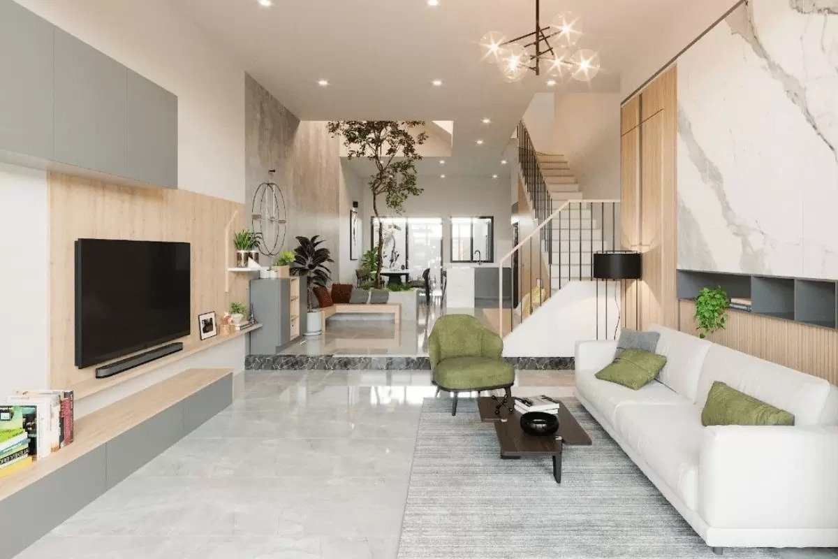 Mẫu nhà cấp 4 2 phòng ngủ màu hồng và xanh đẹp giá rẻ 100 triệu