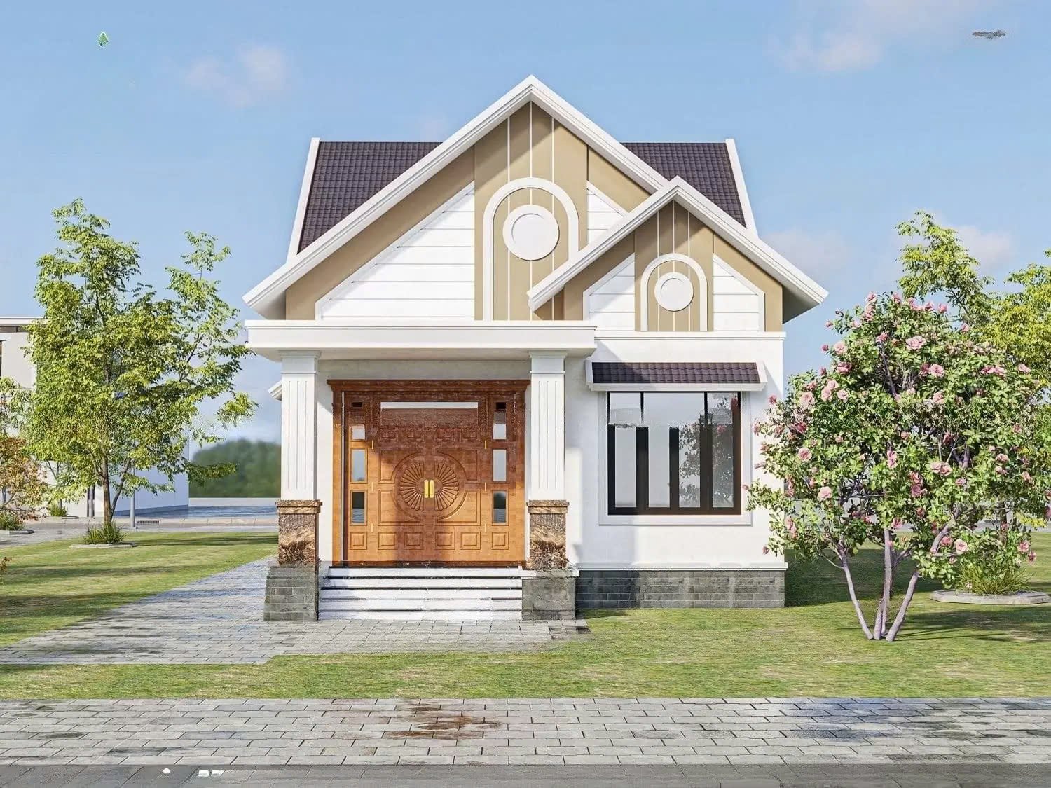 Nhà cấp 4 3 phòng ngủ 300 triệu mái Thái tone xám