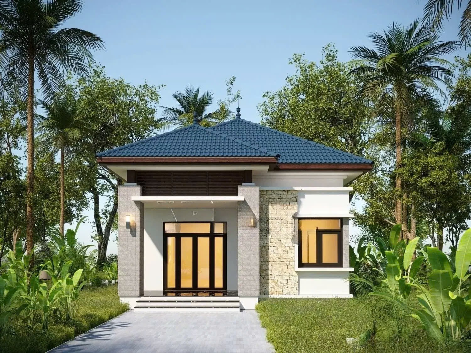 Mẫu nhà cấp 4 mái Nhật 3 phòng ngủ 300 triệu đơn giản,