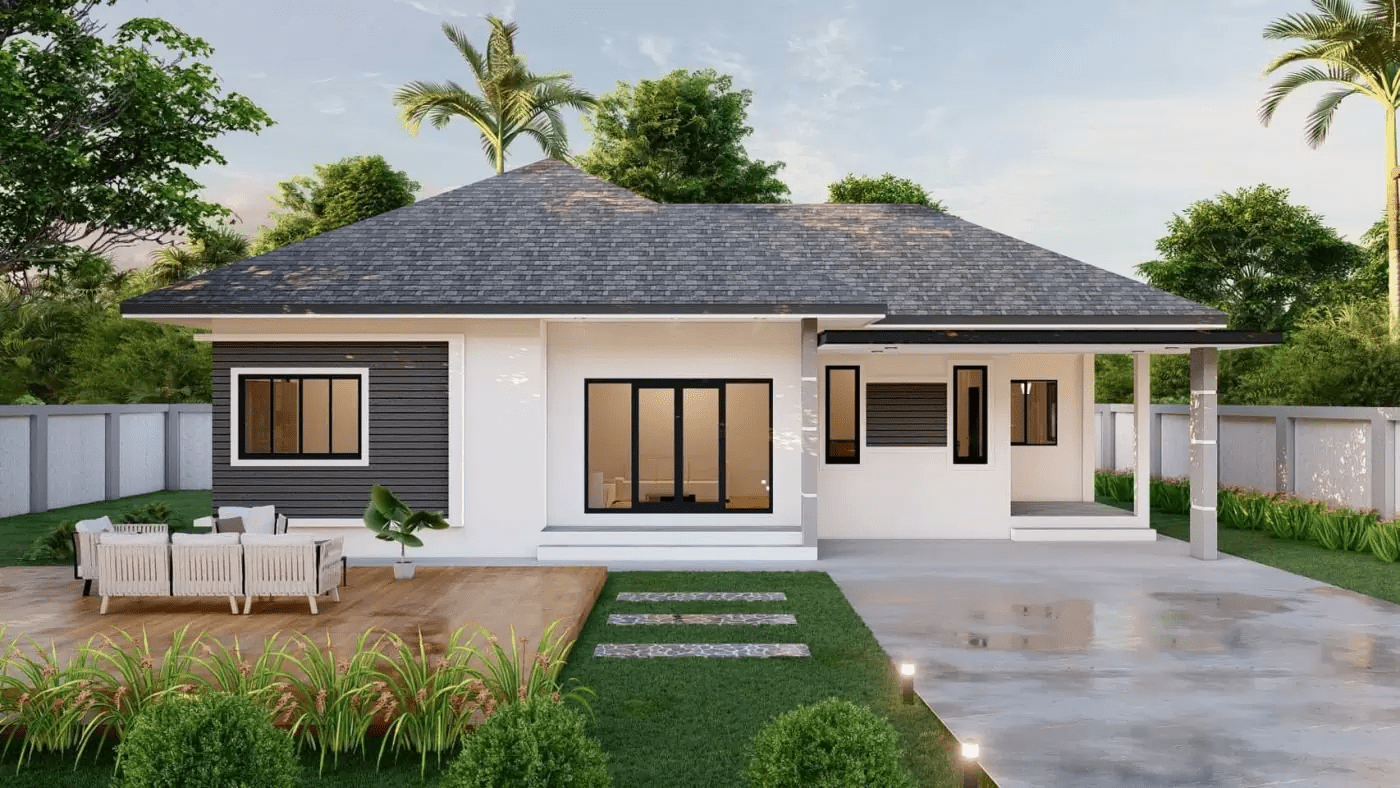 Mẫu nhà cấp 4 đẹp có sân vườn thoáng mát, xu hướng ở nông thôn