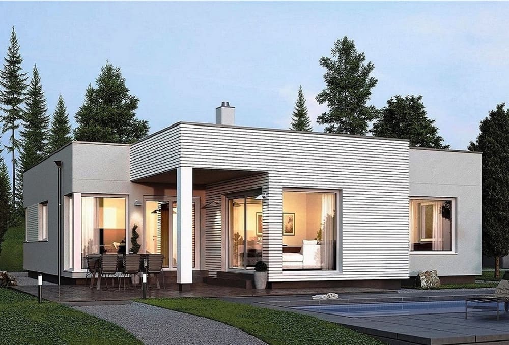 mẫu nhà cấp 4 giá 500 triệu mái bằng tối giản