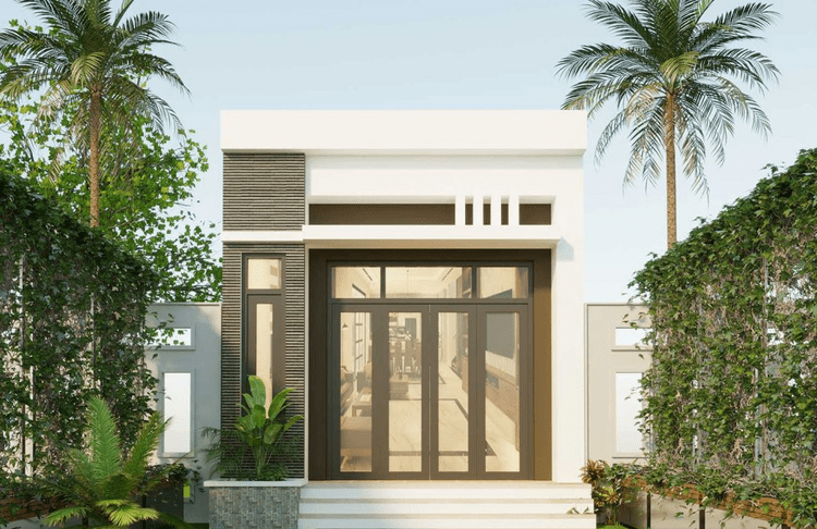 mẫu nhà cấp 4 mái bằng đơn giản 5x20