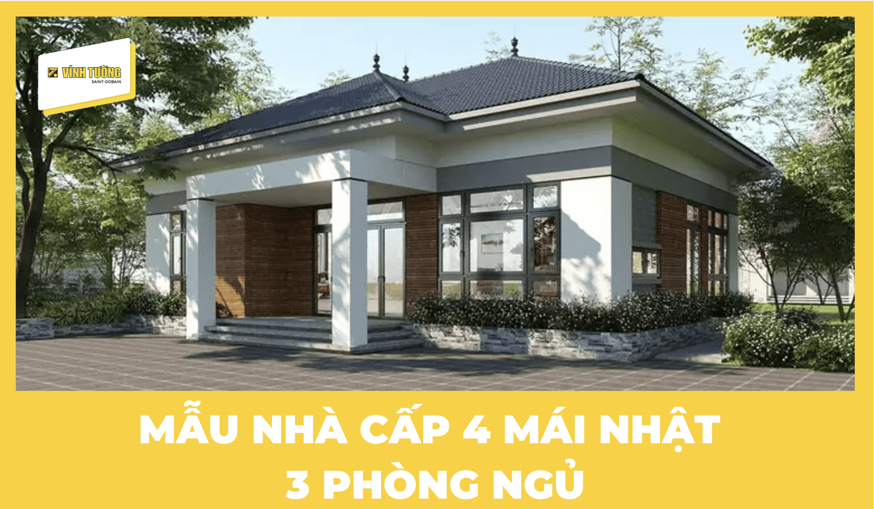 Mẫu nhà cấp 4 mái Nhật 3 phòng ngủ đẹp và hiện đại