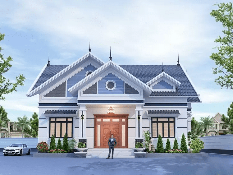 Mặt tiền nhà cấp 4 mái Nhật nông thôn diện tích 8x12m ấn tượng