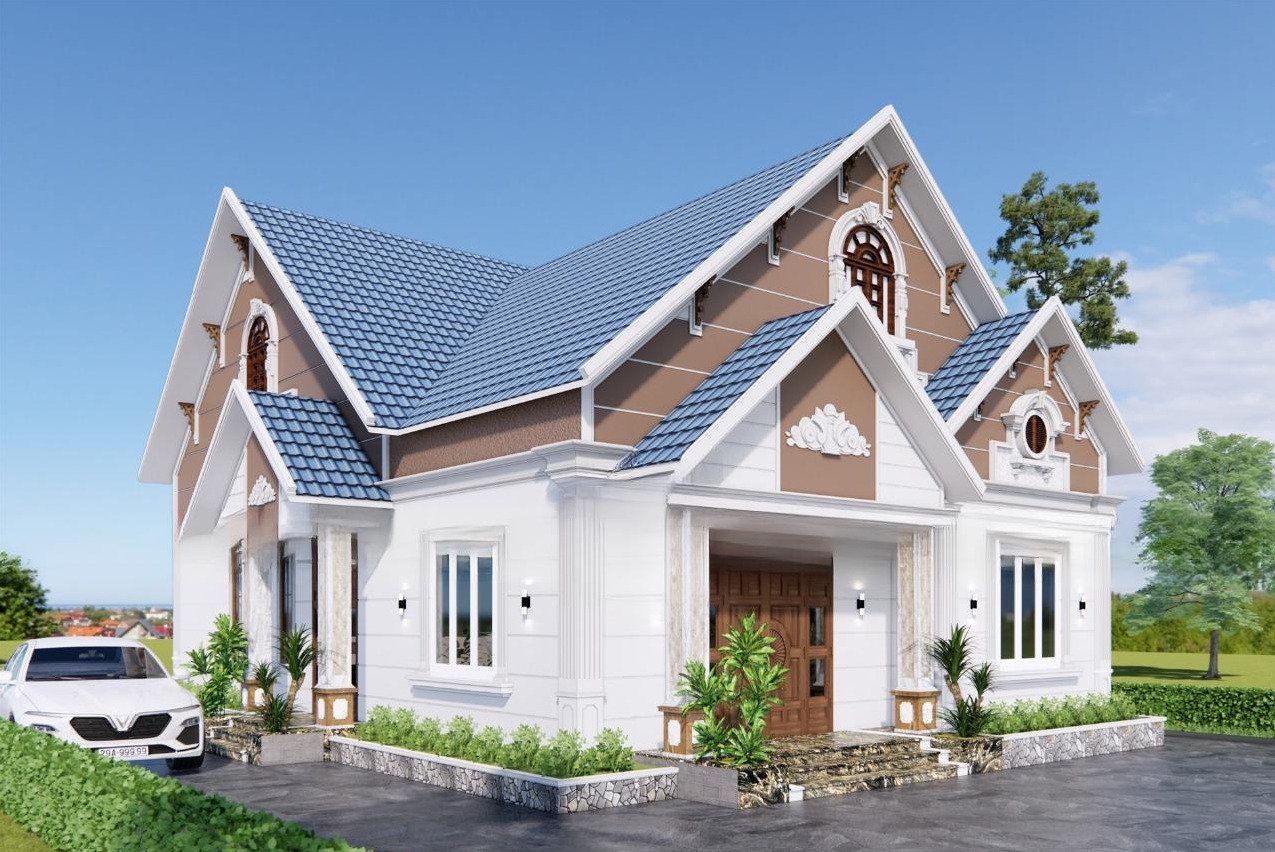 Mẫu nhà cấp 4 mái Thái 150m2 ở nông thôn