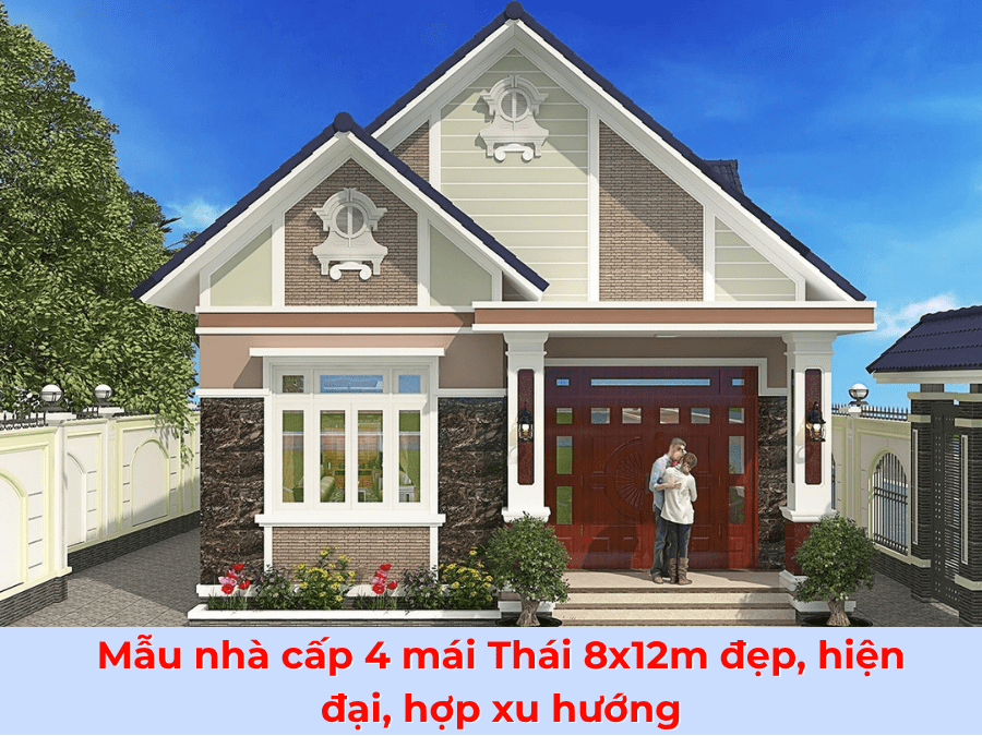 Mẫu nhà cấp 4 mái Thái 8x12m đẹp, hiện đại, tiện nghi