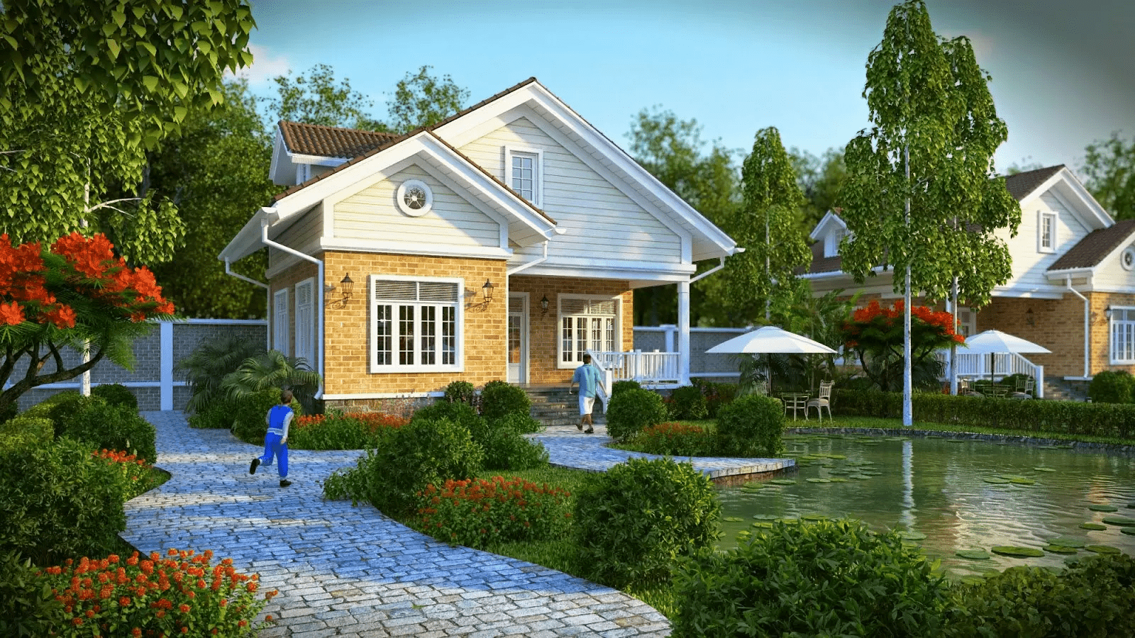 Mẫu nhà cấp 4 mái Thái đơn giản gần gũi với thiên nhiên