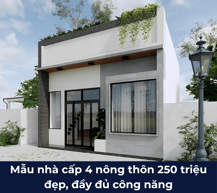Mẫu nhà cấp 4 nông thôn 250 triệu đẹp, ấn tượng, đầy đủ công năng