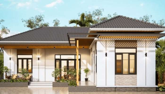 Mẫu nhà cấp 4 chữ L mái tôn giá 300 triệu tiện nghi, thẩm mỹ