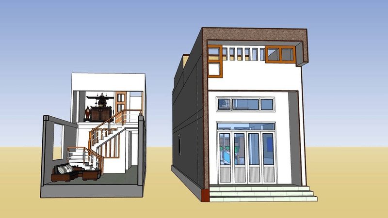 mẫu nhà cấp 4 nông thôn có gác lửng