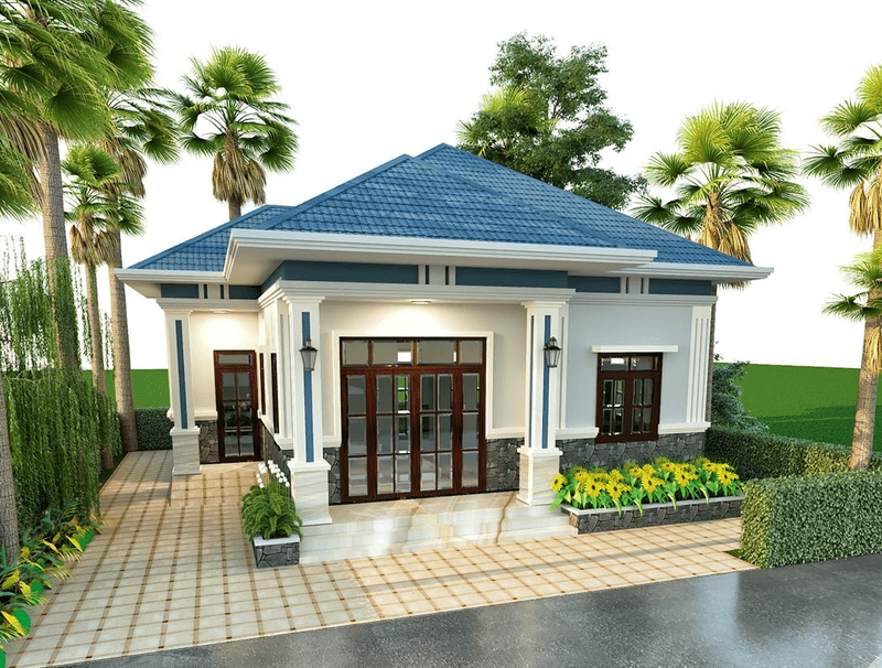 mẫu nhà cấp 4 nông thôn mái tôn thiết kế đơn giản, giá rẻ