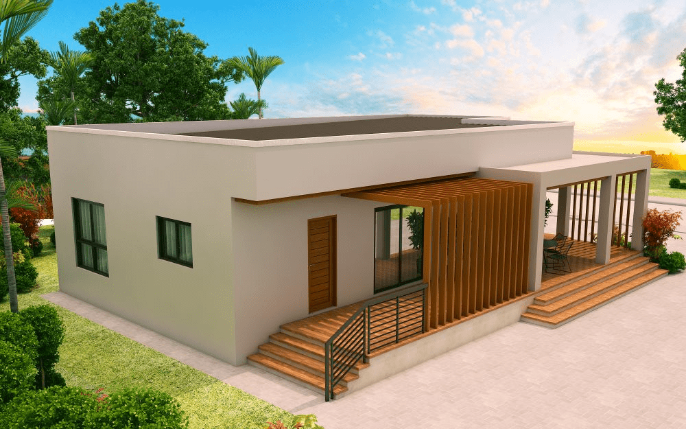 Mẫu nhà ống 1 tầng nông thôn mặt tiền 6m trên nền đất rộng rãi