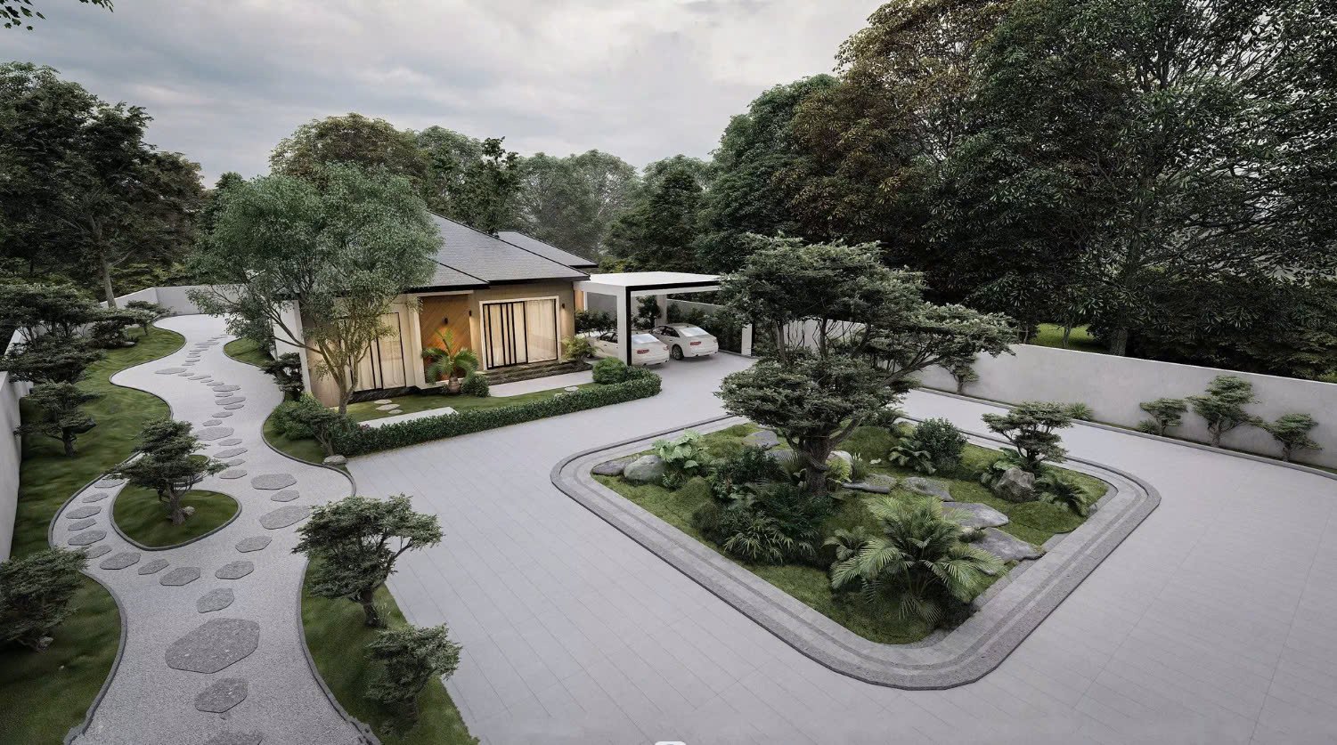 mẫu nhà đẹp có sân vườn rộng rãi, thoải mái