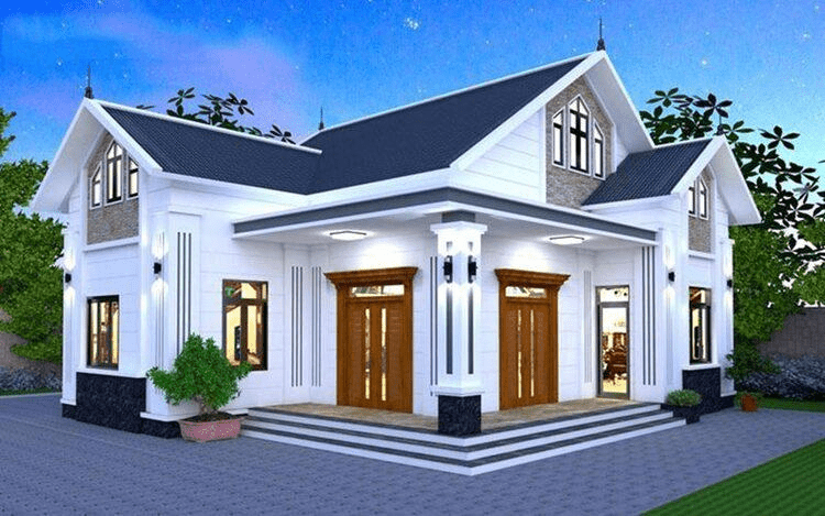 Mẫu nhà gác lửng chữ L mái Thái (Nguồn: Internet)