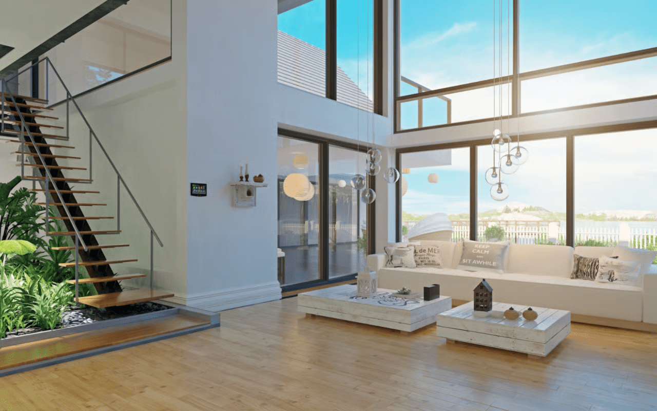 Mẫu nhà gác lửng hiện đại tận dụng tối đa nguồn ánh sáng tự nhiên