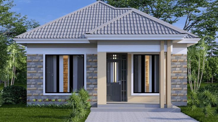 Mẫu nhà gác lửng mái Nhật kích thước 5x20 đơn giản (Nguồn: Internet)