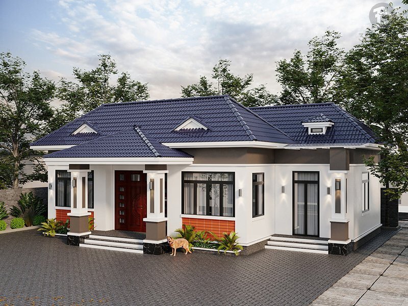 Nhà mái Nhật 1 tầng 4 phòng ngủ đẹp