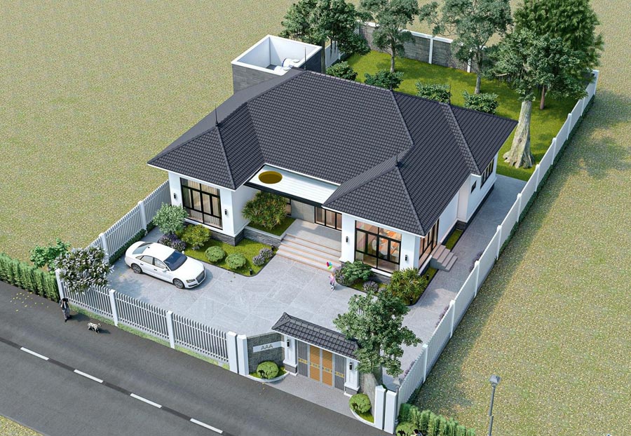 Mẫu nhà mái Nhật có sân vườn xu hướng hiện nay