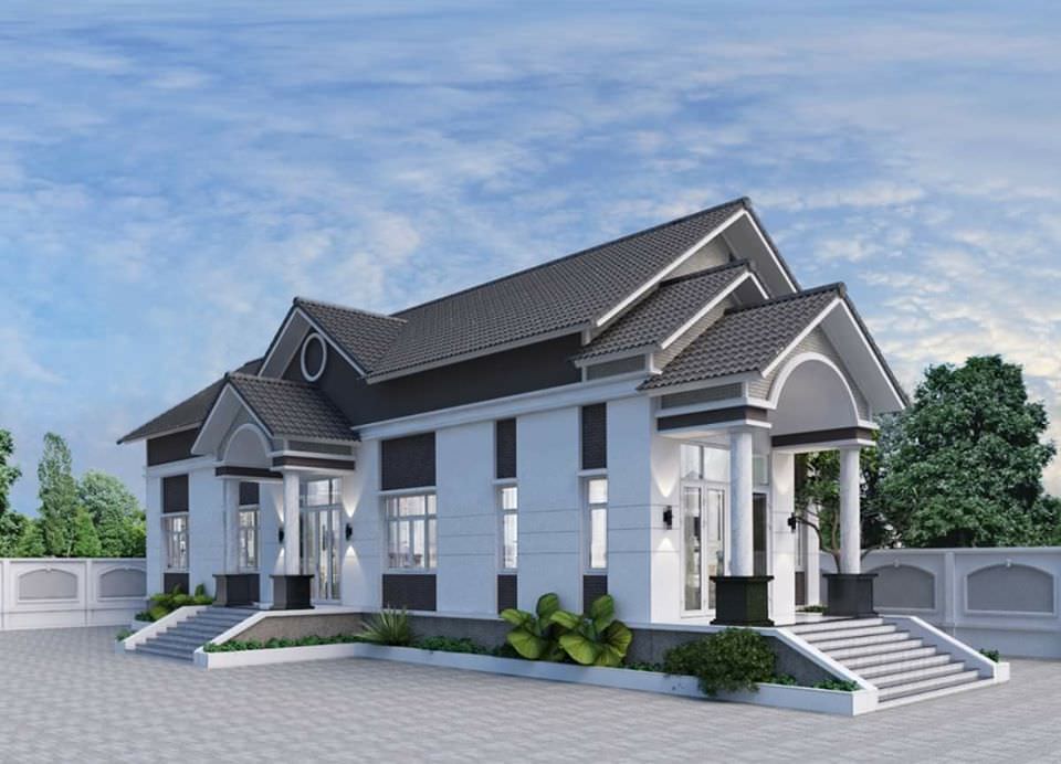 Nhà mái Nhật 1 tầng sang trọng