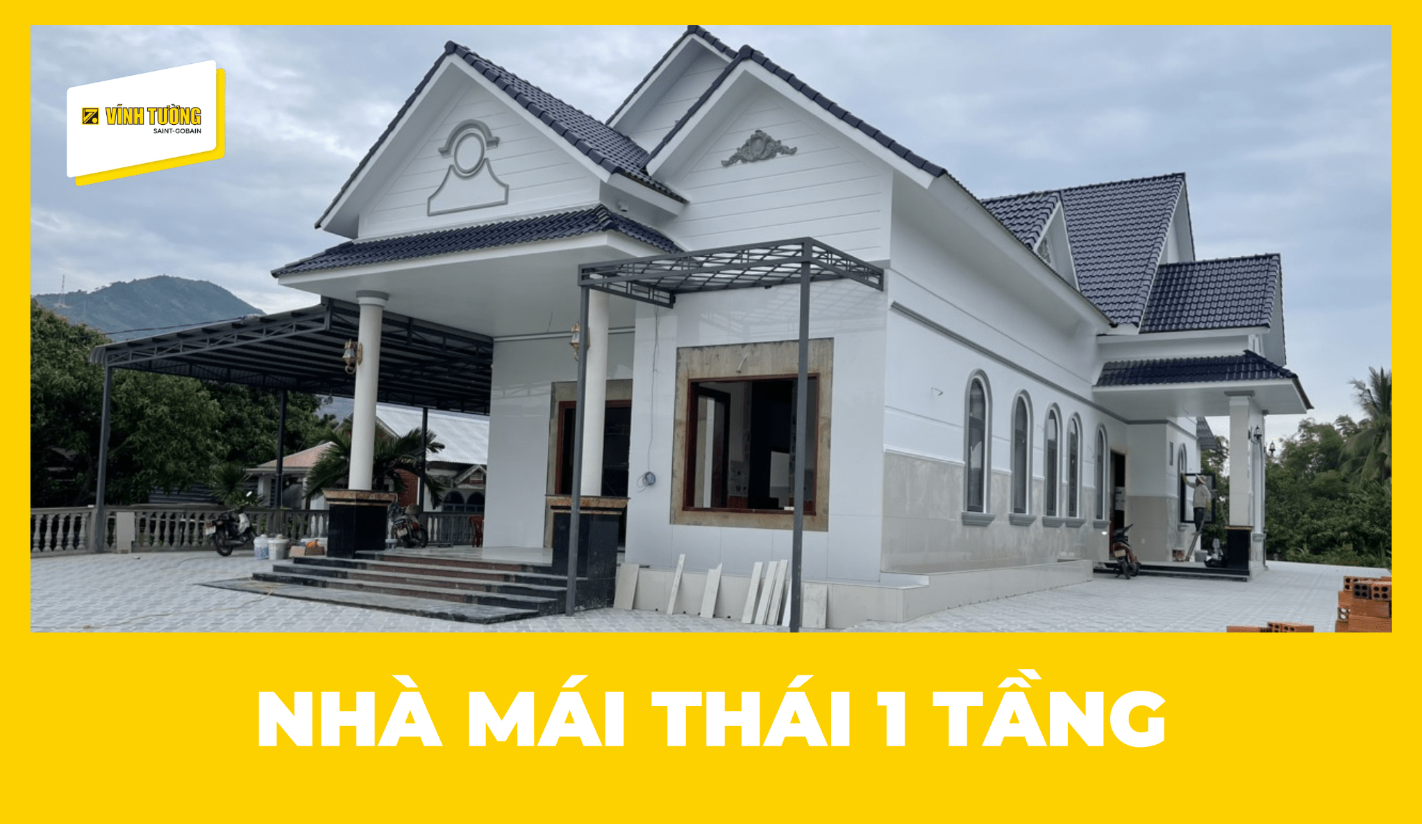 Mẫu nhà mái Thái 1 tầng