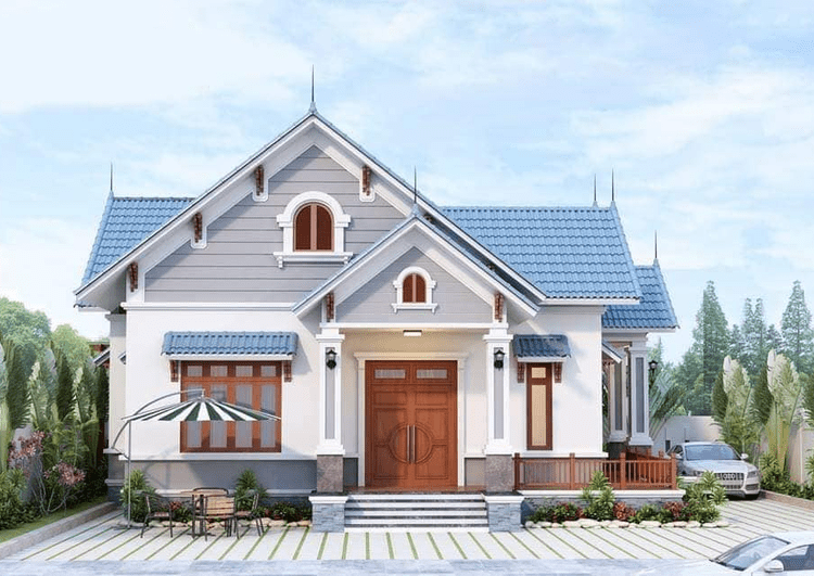 Mẫu nhà mái Thái cấp 4 có 2 phòng ngủ