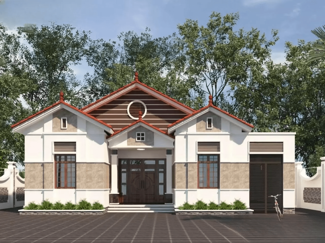 Mẫu nhà mái Thái cấp 4 8x12m hiện đại, sang trọng