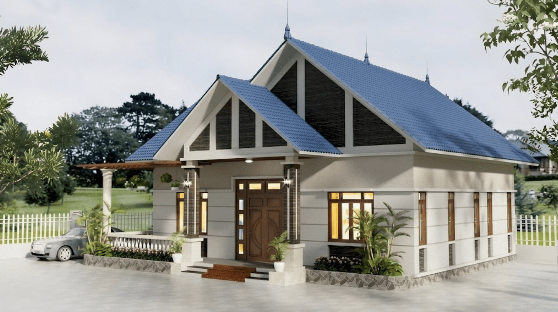 Mẫu nhà mái Thái cấp 4 8x12m xếp lớp