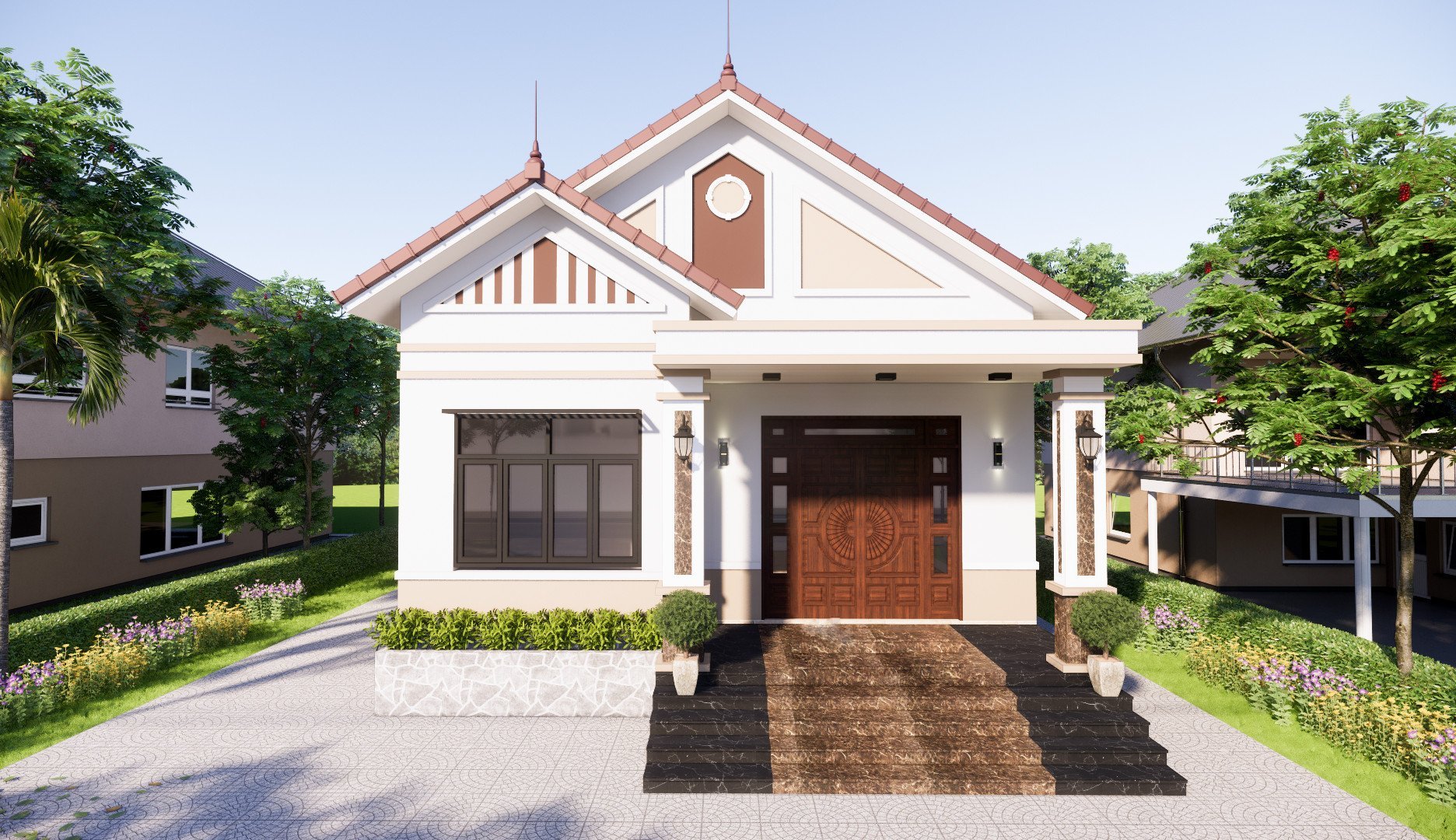 Mẫu nhà cấp 4 mái Thái đẹp, hiện đại nhất