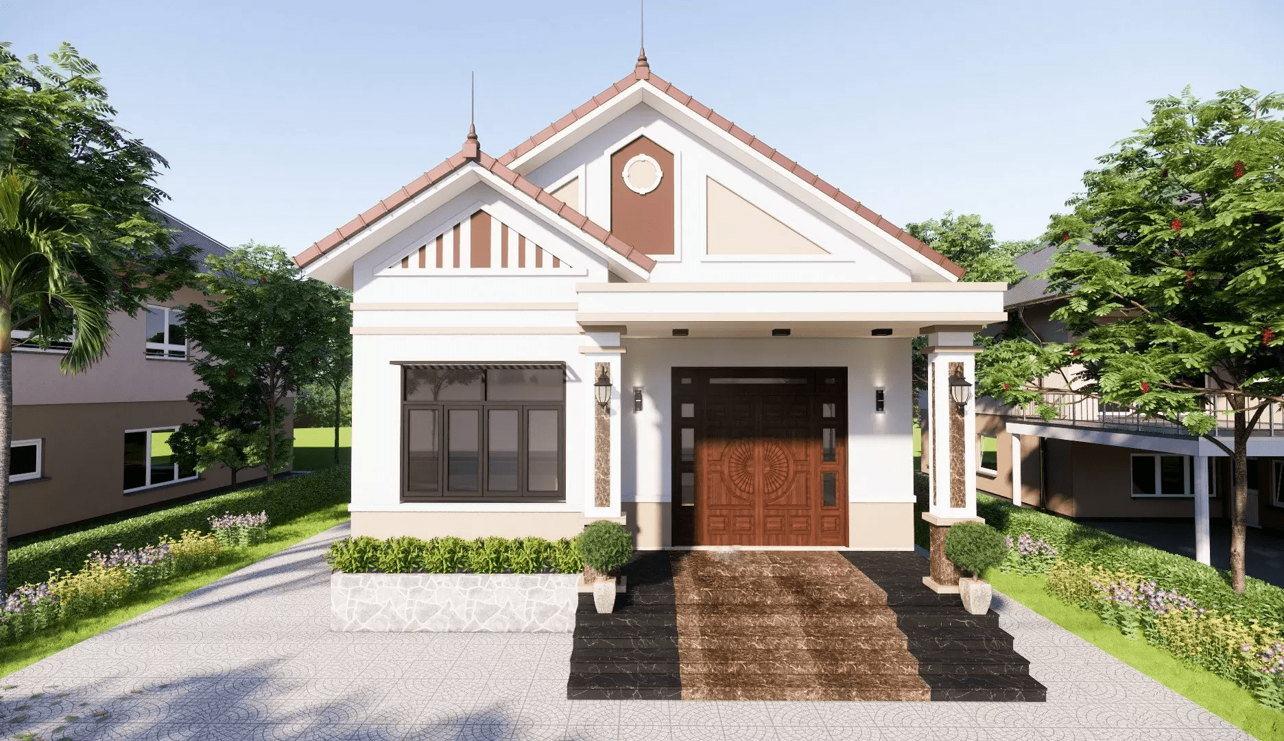 Mẫu bản vẽ nhà cấp 4 mái Thái đơn giản ở nông thôn