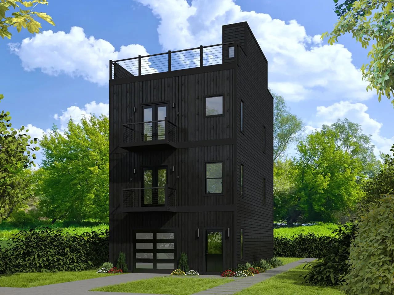 mẫu nhà ống đẹp 3 tầng 4m có 1 tum 