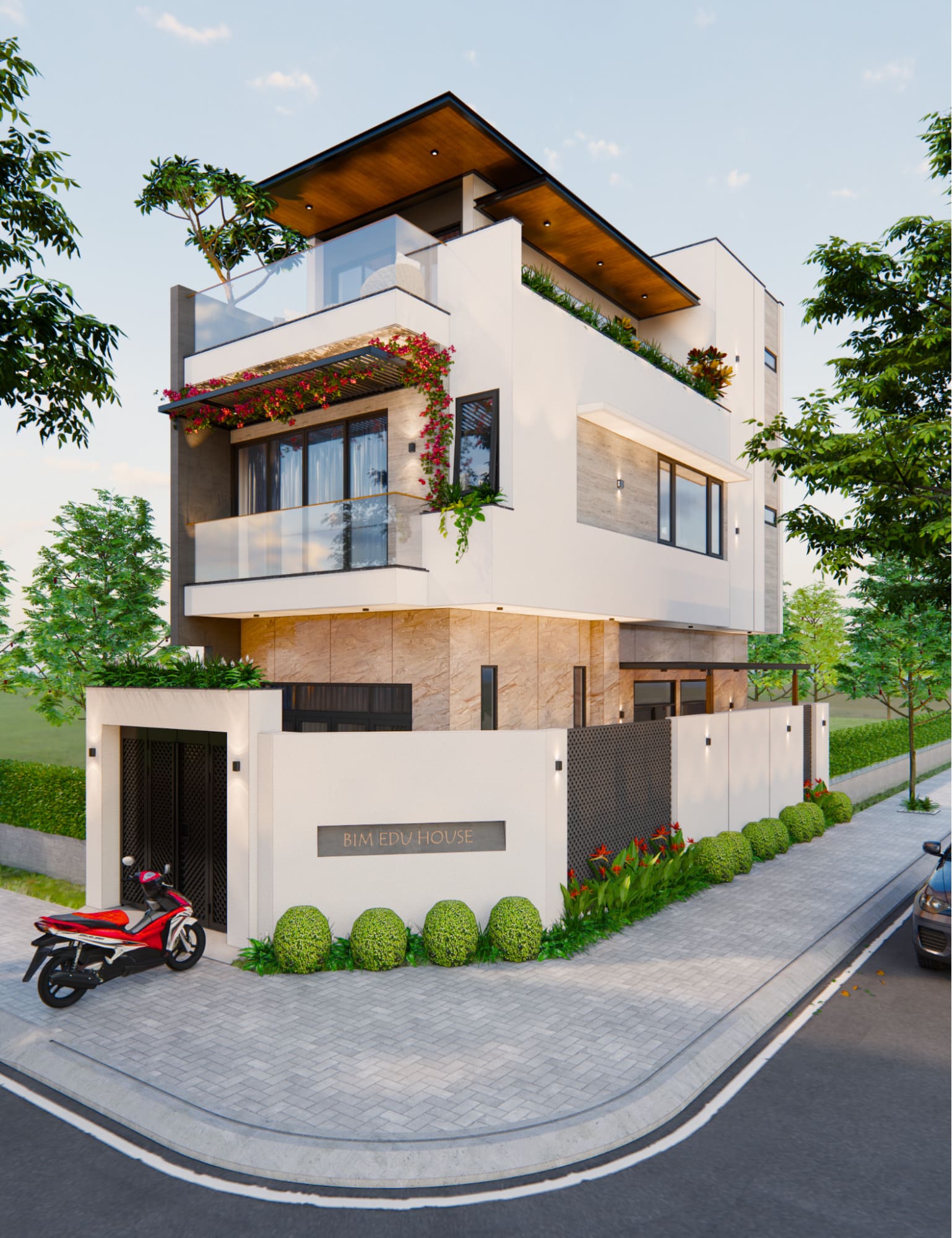 mẫu nhà ống đẹp 3 tầng 4m mặt tiền rộng rãi