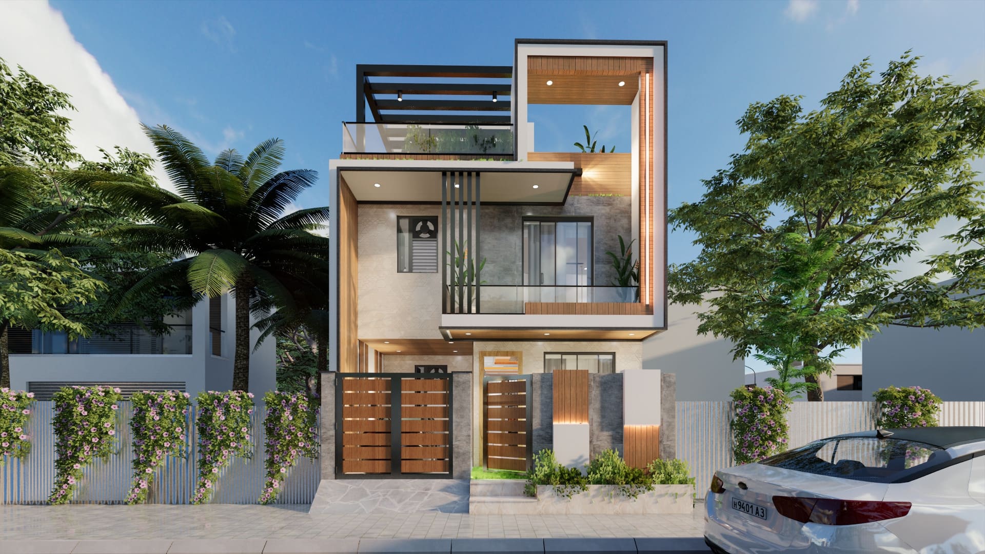 mẫu nhà ống đẹp 3 tầng 4m sang trọng 