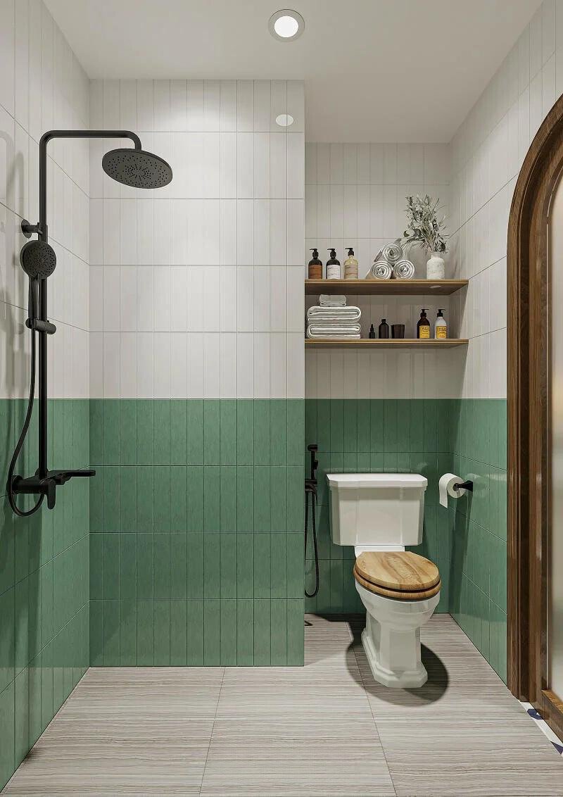 Mẫu nhà vệ sinh nhỏ đẹp 3m2 tông xanh