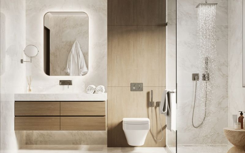 Mẫu nhà vệ sinh nhỏ đẹp bố trí nội thất hợp lý