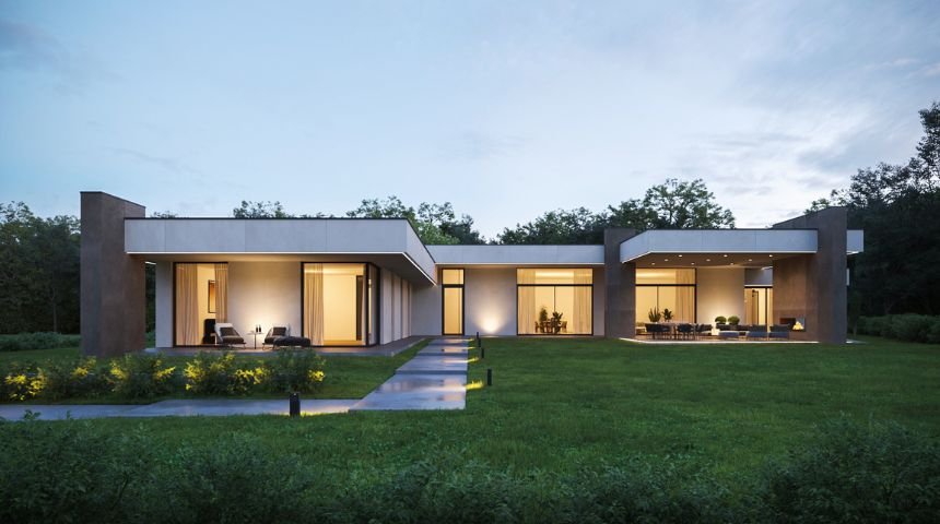 Mẫu nhà vườn đẹp mái bằng 1 tầng thiết kế hiện đại