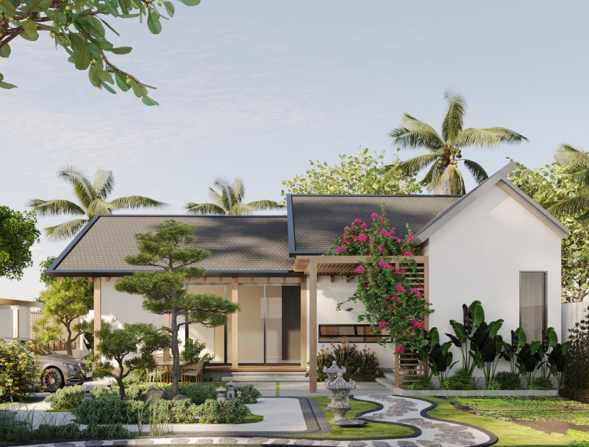 Mẫu nhà vườn đẹp, hiện đại có thiết kế sân vườn ấn tượng