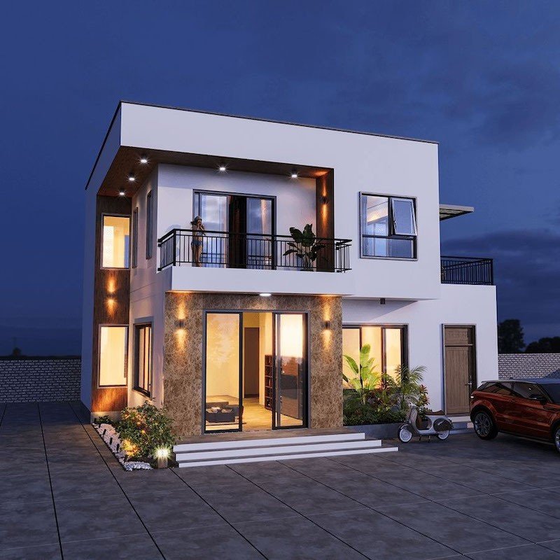 Mẫu nhà vuông 2 tầng 80m² là sự lựa chọn hoàn hảo cho những gia đình trẻ