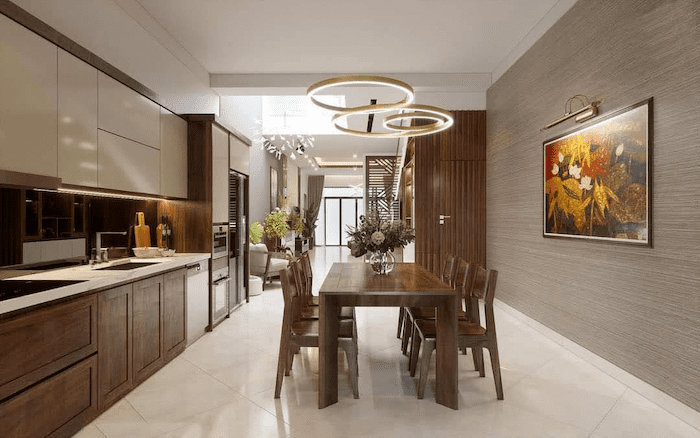 Mẫu phòng bếp đẹp cho nhà ống