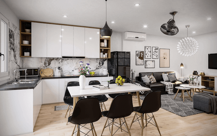 Thiết kế phòng khách liền bếp không gian mở