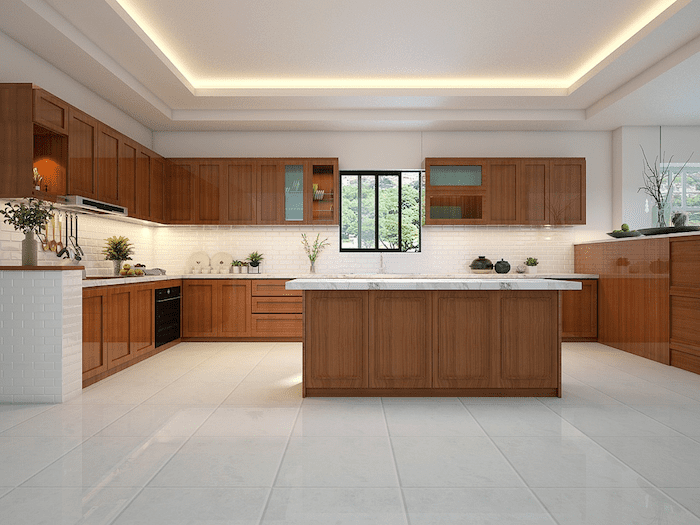 Phòng bếp đẹp với thiết kế tủ chữ U sang trọng