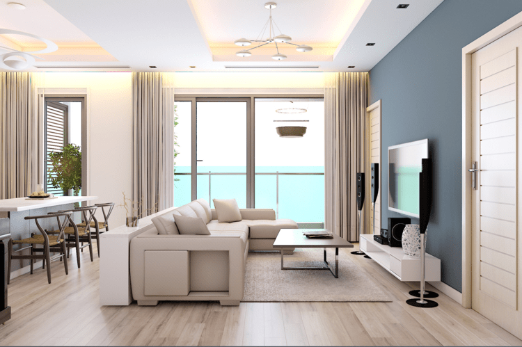 Mẫu phòng khách đẹp cho chung cư 2 phòng ngủ